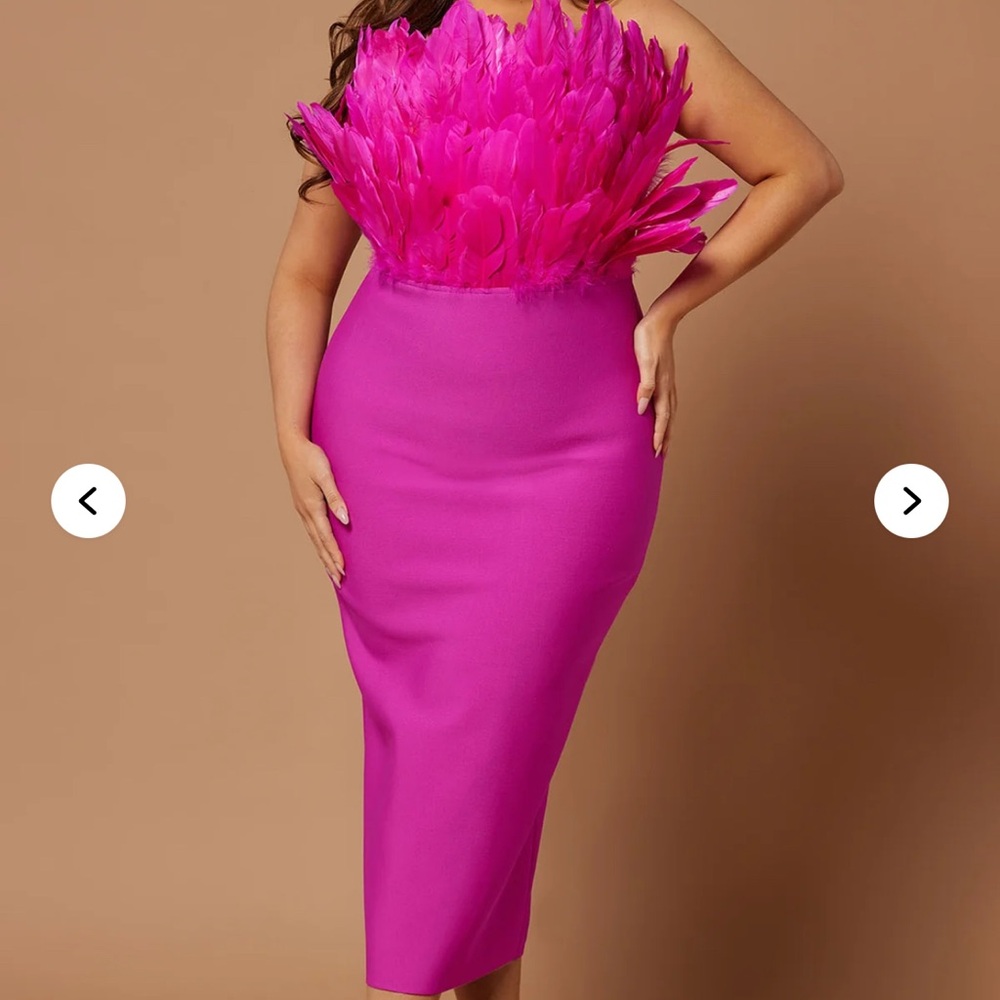 Marianna Bandage Midi Dress - Magenta